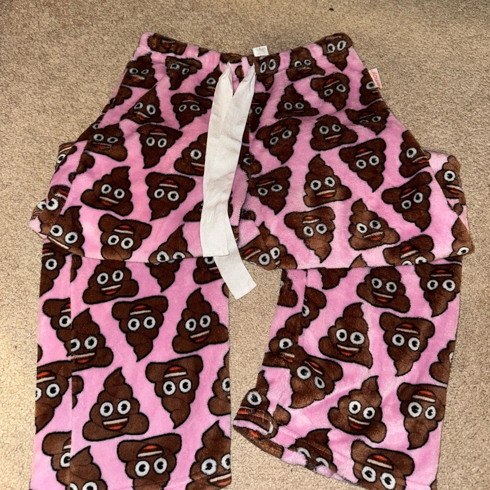 Pink poop emoji pajama pants